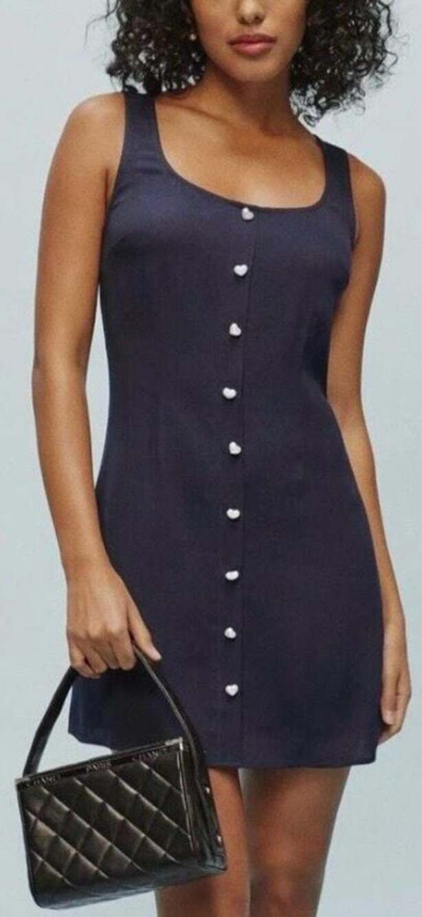 Reformation Heart Mini Dress Navy blue Size 2